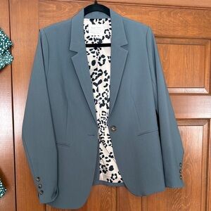 Zara Slate Gray Blazer with Patterned Lining